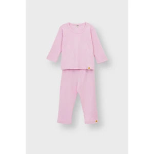 Basic Fitilli Interlok Kumaş %100 Pamuk 1-5 Yaş Pudra Bebek Pijama Takımı