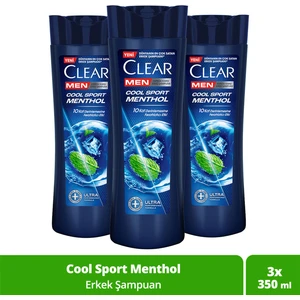 Men Kepeğe Karşı Etkili Şampuan Cool Sport Menthol Ferahlatıcı Mentol Etkisi 350 ml x3