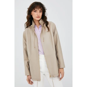 Nancy Kadın  Kapüşonlu Deri Mont