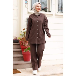 Aktel Gömlek Pantolon Ikili Takım 1291 - Kahve
