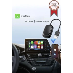 X8 Mini Kablosuz Carplay USB ve Type-C Uyumlu Araç Multimedya Dönüştürücü Adaptörü