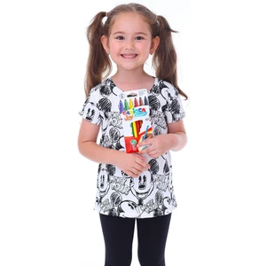 Summer Mickeyli Kız Çocuk T-Shirt (Boyanabilir Kalemleri Hediye ! Yıkama Sonrası Leke Bırakmaz)
