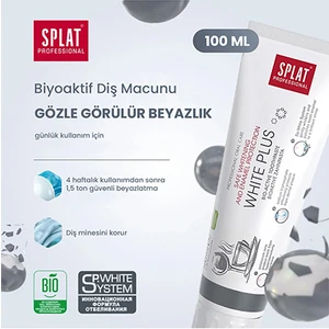 Splat White Plus Hassas Dişler İçin Aromasız Beyazlatıcı Diş Macunu - 100 ml, Hayvanlar Üzerinde Test Edilmemiş