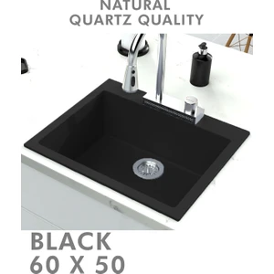 Hena Surface Granit Eviye 1 Gözlü Siyah 60 x 50 Kuvars