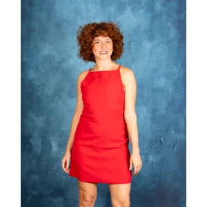 Portakal Esintisi Halter Yaka Kısa Kadın Elbise