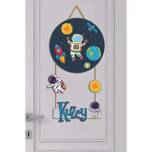 Bebek Odası Ahşap Kapı Süsü Uzay 2