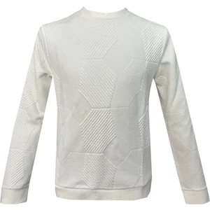 Bol Kesim O Yaka Kapitone Etnik Desenli Beyaz Sweatshirt