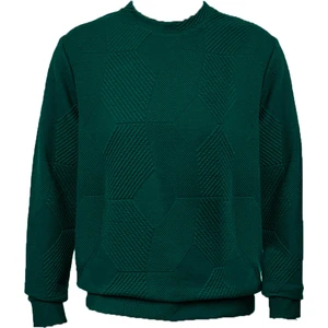 Bol Kesim O Yaka Kapitone Etnik Desenli Yeşil Sweatshirt