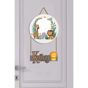 Bebek Odası Ahşap Kapı Süsü Hayvan Fiğürlü