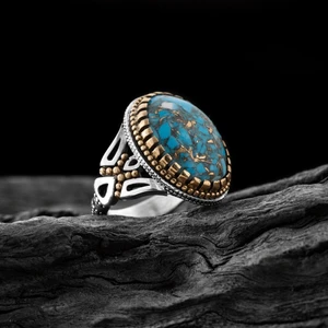 Firuze Taşı 925 Ayar Gümüş Erkek Yüzük