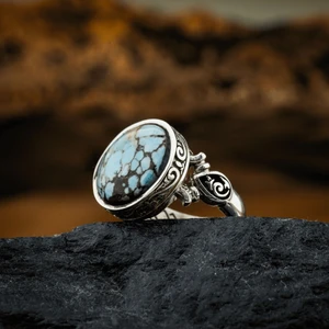 Firuze Taşı 925 Ayar  Gümüş Erkek Yüzük