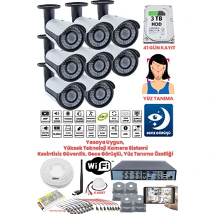 Güvenlik Kamera Seti - 8 Kameralı - 5 Mp Sony Seculens Full Hd Gece Görüşü 3 Tb Disk + Ses Alma