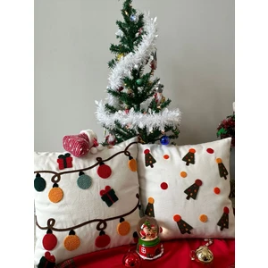 MELINA Home Deco Yılbaşına Özel Tasarlanmış Punch Işlemeli Kırlentler, Rengarenk, Zarif ve Şık Yılbaşı Dekoru (43 x 43  cm ), 2 Adet, Konforlu ve Dayanıklı Kumaş, Ev ve Ofis Için Ideal Hediye