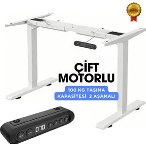 Elektrikli Yüksekliği Ayarlanabilir Masa Ayağı Çift Motorlu, 2 Aşamalı, Beyaz Tablasız