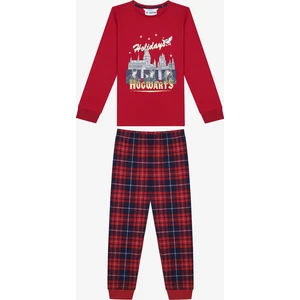 Pamuklu Unisex Hogwarts Fam Kırmızı Pijama Takımı