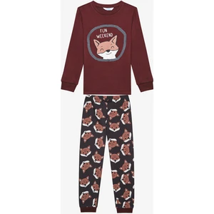 Erkek Çocuk Fun Fox Antik Yeşil Termal Pijama Takımı