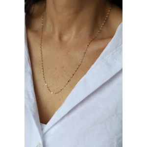 Yenigün Kuyumculuk 14 Ayar Altın Işıltılı Aynalı Zincir Kolye 55 cm