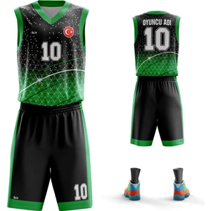 ACR Giyim Basketbol Forması Yeşil & Siyah Model B2402 - Kişiye Özel Isim ve Numara Yazılabilir Dijital Baskı