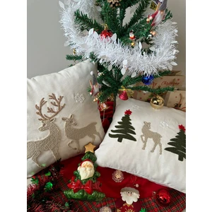MELINA Home Deco Yılbaşına Özel Tasarlanmış Punch Işlemeli Kırlentler, Rengarenk, Geyikli, Zarif ve Şık Yılbaşı Dekoru (43 x 43  cm ), 2 Adet, Konforlu ve Dayanıklı Kumaş, Ev ve Ofis Için Ideal Hediye
