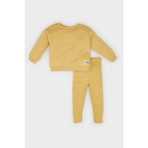 Kız Bebek 2'li Takım Bisiklet Yaka Dokuma Etiketli Sweatshirt Beli Lastikli Tayt E2216A524WN
