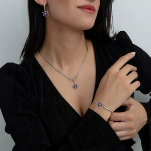 Usho Jewelry 925 Ayar Gümüş Italyan Zincir Lotus Takım