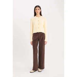 Wide Leg Fitilli Kadife Kışlık Pantolon Yüksek Bel Geniş Bol Paça Basic Düz Cepli A4685AX24WN