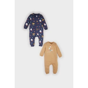 Erkek Bebek Yenidoğan Yılbaşı Temalı Uzun Kollu 2'li Tulum D6507A524WN