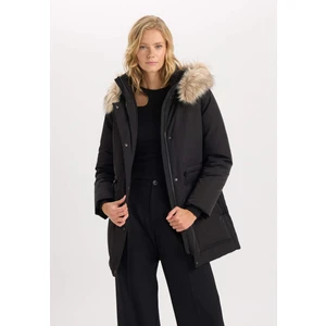 Su Geçirmez Şişme Mont Parka Oversize Geniş Kalıp Çıkarılabilir Suni Kürk Kapüşonlu Fermuarlı Çıtçıtlı Cepli A4074AX24WN
