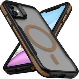 Apple iPhone 11 Uyumlu Kılıf Magsafe Wireless Şarj Özellikli Şerit Tasarımlı Kılıf Kapak
