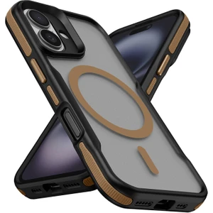 Apple iPhone 16 Plus Uyumlu Kılıf Magsafe Wireless Şarj Özellikli Şerit Tasarımlı Kılıf Kapak