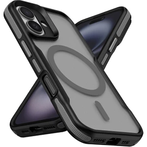 Apple iPhone 16 Uyumlu Kılıf Magsafe Wireless Şarj Özellikli Şerit Tasarımlı Kılıf Kapak