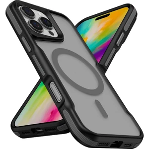 Apple iPhone 16 Pro Max Uyumlu Kılıf Magsafe Wireless Şarj Özellikli Şerit Tasarımlı Kılıf Kapak