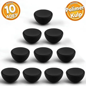 Piyano Polimer Düğme Kulp İçbükey Mat Siyah Dolap Mobilya Mutfak Dolabı Çekmece Kulpu Kulbu 10 ADET