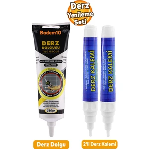 (3'lü Set) Fayans Beyaz Derz Boyama Boyası Kalemi + Fayans Arası Hazır Derz Dolgusu 380 gr