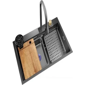 Almaya Tools Tezgah Üstten Bataryalı Akıllı Teknolojik 75*45 304 Paslanmaz Inox Eviye Seti 1 Milim