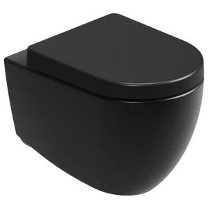 Aqua Bagno Voca Asma Klozet - 54 cm Mat Siyah - Set 2 Parça - Dp Kapak Dahil