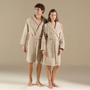 Solid Unisex Bornoz Koyu Bej