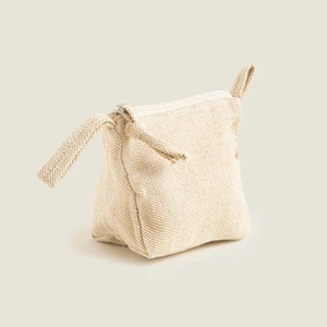 Jillo Üçgen Makyaj Çantası 12x10 cm Natural