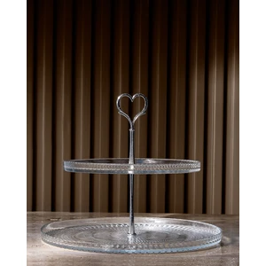 Valery 2 Katlı Kek Standı - Şeffaf - 28 cm