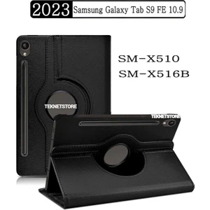 TEKNETSTORE Samsung Galaxy Tab S9 Fe 10.9 Inç Tablet Uyumlu Kılıf 360° Dönebilen Deri Leather New Style Case