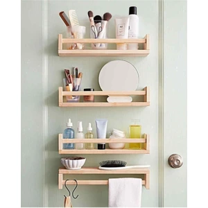 Çağla Design Ahşap 4'lü Ters Düz Model-Çalışma Odası-Banyo-Mutfak Rafı