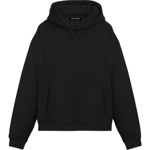 Alex Rosen Unisex Siyah Oversize Fit Pamuklu Kapüşonlu Sweatshirt