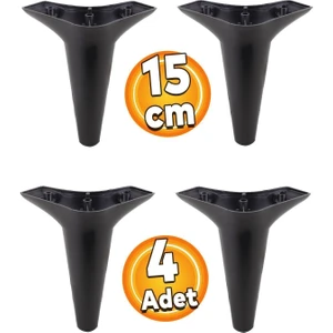 Mobilya Kanepe Koltuk Ayağı 15 cm Siyah Ayakları (4 Adet)