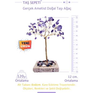 Taş Sepeti Gerçek Ametist Doğal Taşı Ağaç