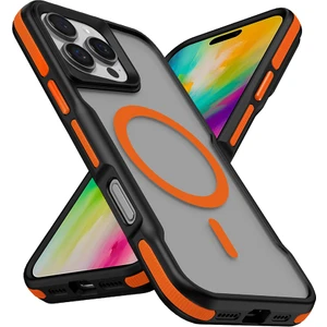 Apple iPhone 16 Pro Max Kılıf Magsafe Şarj Özellikli Renkli Kenar Airbag Şeritli Zore Lamer Kapak