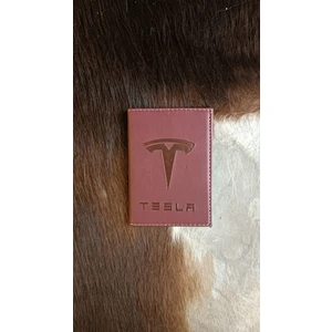 Efe Deri Tesla  Deri Dikişli Araç Ruhsat Kılıfı Kabı Oto Ruhsatlık Araba Ruhsat Koruyucu