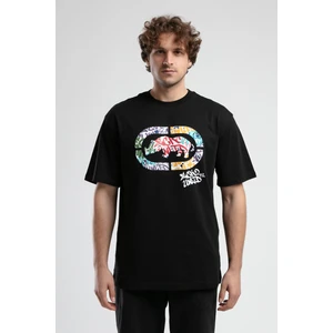 Ecko Unltd. ECKO UNLTD Kıngston Siyah Bisiklet Yaka Baskılı Oversize Erkek Tshirt