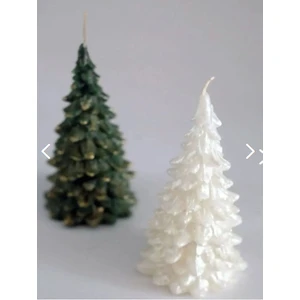 Magno Candles Dekoratif Hediyelik 2'li Çam Ağacı Mum Seti, Yeşil, Beyaz Kokulu Mum Yılbaşı Hediye Pine Tree Candle