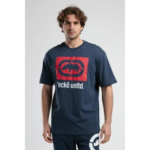 Ecko Unltd. Ithaca Lacivert Bisiklet Yaka Nakışlı Oversize Erkek Tshirt