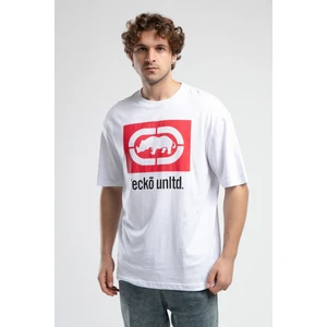 ECKO UNLTD Ithaca Beyaz Bisiklet Yaka Nakışlı Oversize Erkek Tshirt